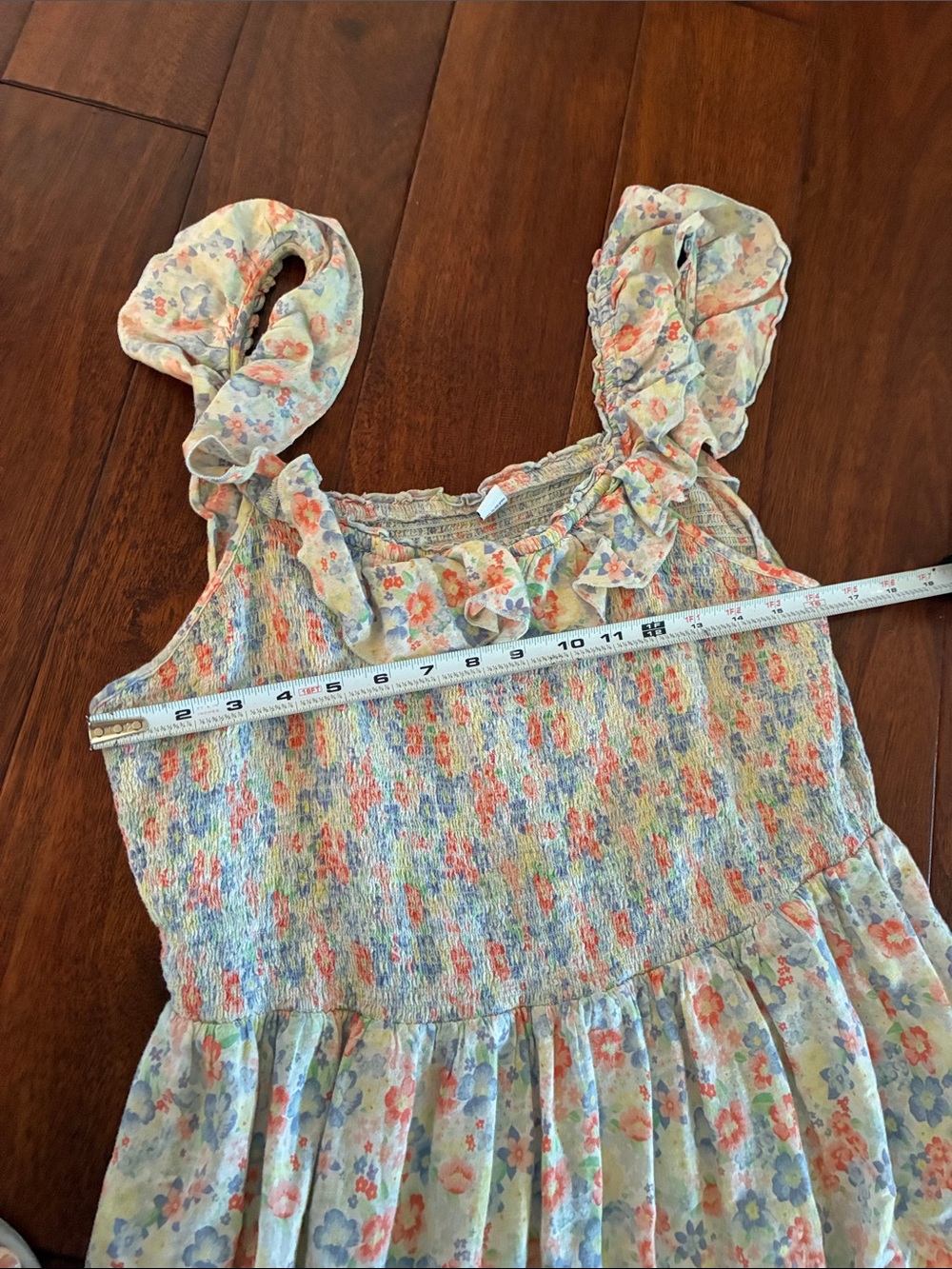 Old Navy Floral Ruffle Maxi Dress in Light Blue & Peach - Picture 7 of 8